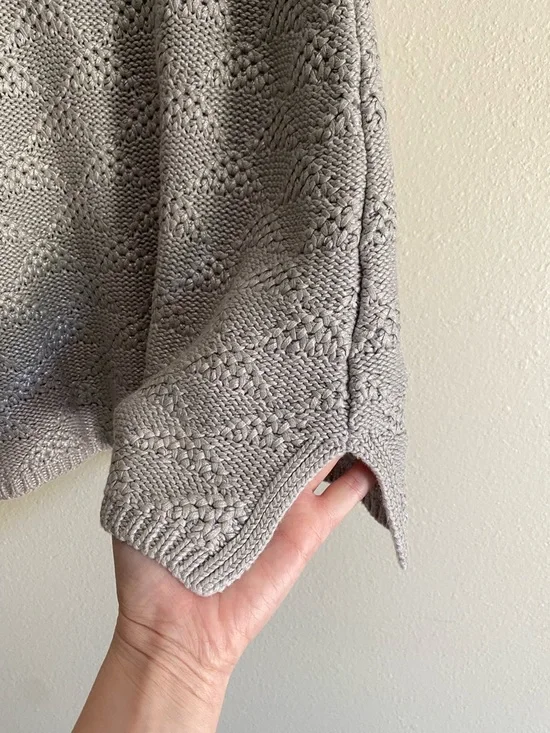 Moth Anthropologie Gray Pointelle Geometric Knit Tank Top Size M Cotton Blend - Picture 6 of 7